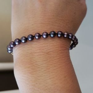 Estate 14K FIC Firey Ideal Cut Gold Black Akoya Round Iridescent Black Pearl